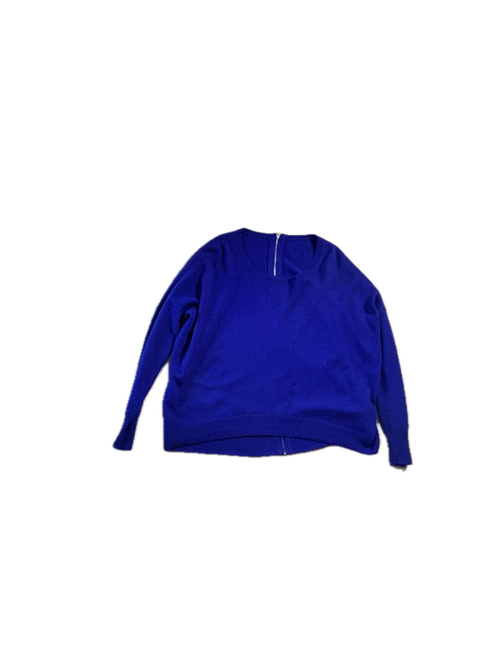 Royal Blue Knit Sweater Full-Length Exposed Back Zipper, No Tag